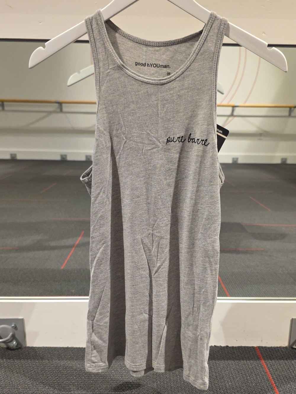 NWT Pure Barre good hYOUman Shaina Hi-Neck Tank Heathered Gray